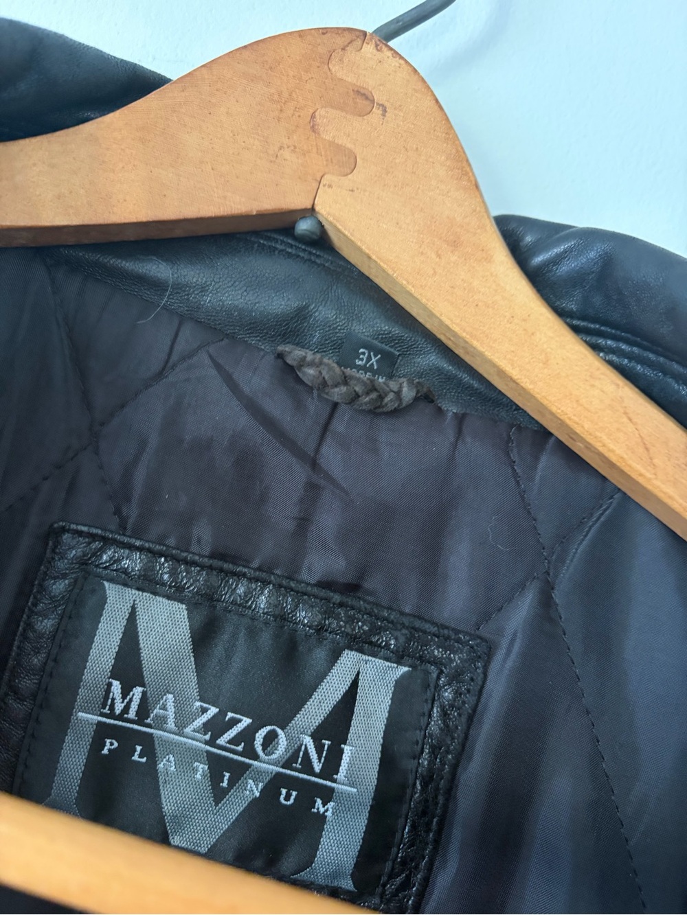 Mazzoni Platinum Men's Black Leather Jacket - Picture 4 of 4